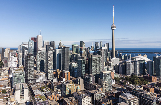 City in Canada aerial view