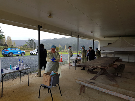 New Zealand GP clinic healthcare workers in car park 