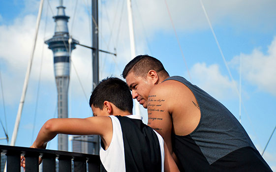 New Zealand Maori father and son