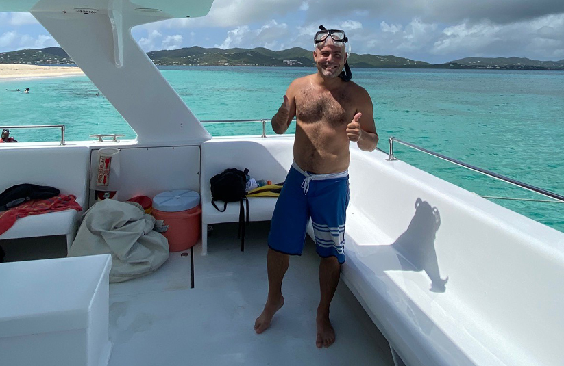 EM physician relaxing after working locum tenens in the Virgin Islands