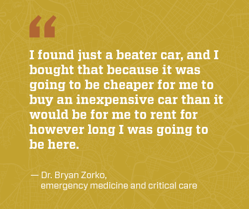 Dr Zorko quote on buying a cheap car while on assignment