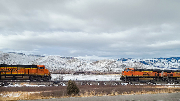 Trains in Montana in winter