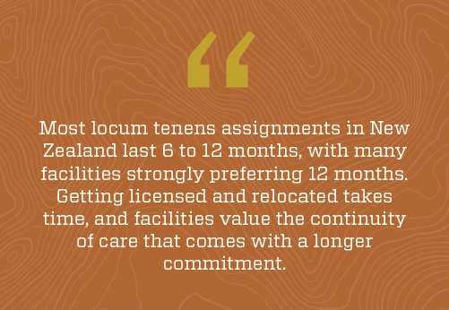 graphic saying locums assignments in NZ last between 6-12 months