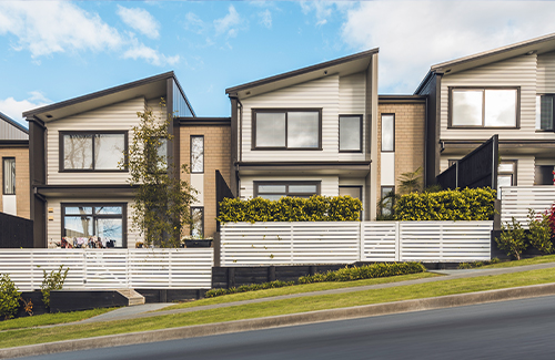 Angled roof attached houses