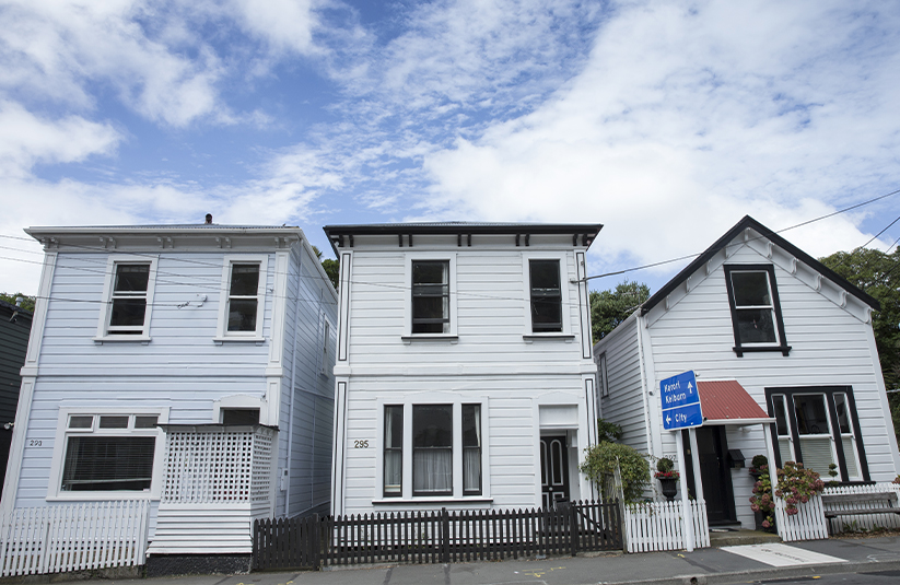 Three white houses