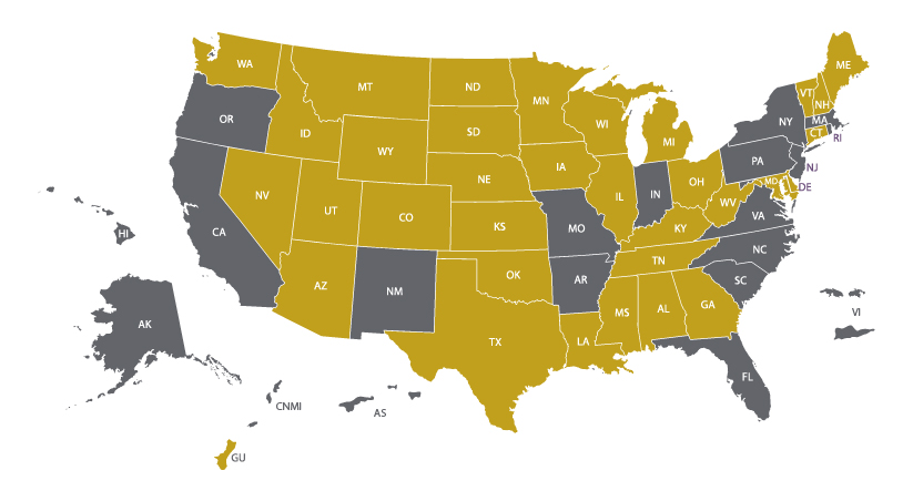 interstate licensure member states map as of October 2022