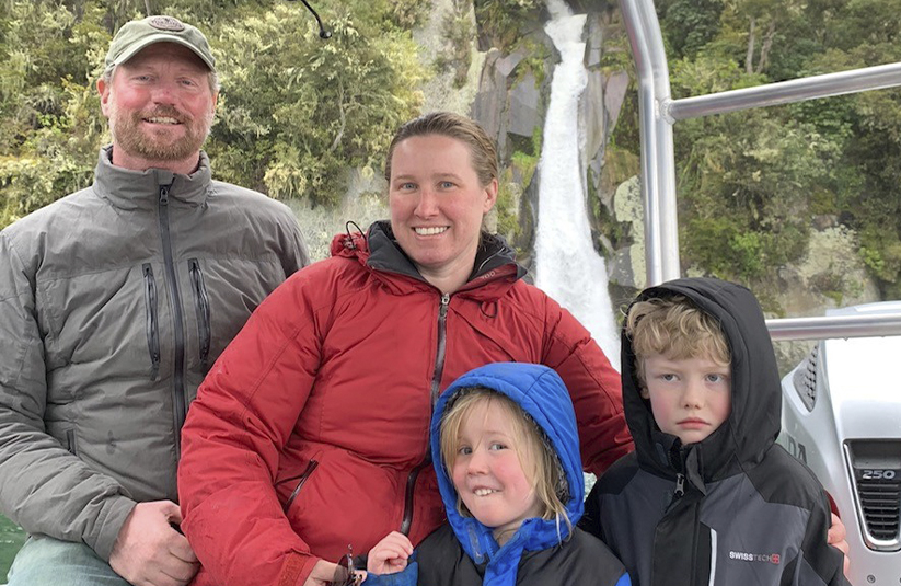 PArrish family on boat in NZ