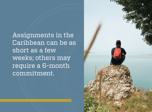graphic explaining that Caribbean locums assignments may be as short as two weeks or up to 6 months