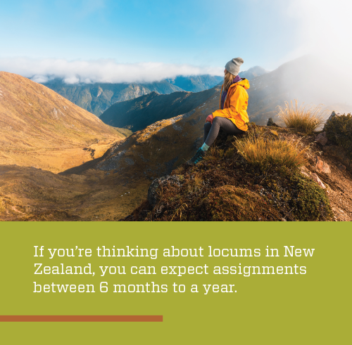 graphic explaining that locums assignments in NZ last between 6 months to a year