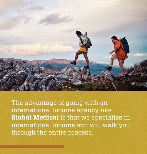 graphic explaining the advantages of working with GMS is that we specialize in international locums