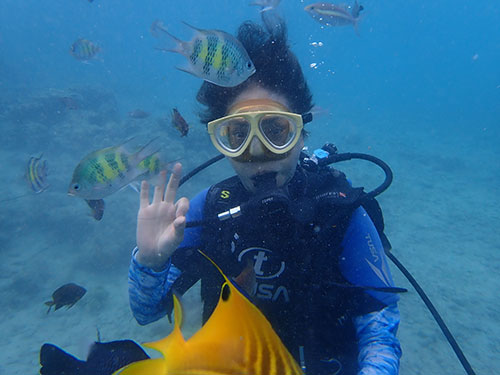 Dr Ming scuba diving in Guam