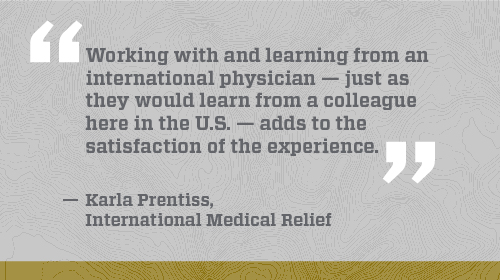 Pull quote graphic - Karla Prentiss on medical missions