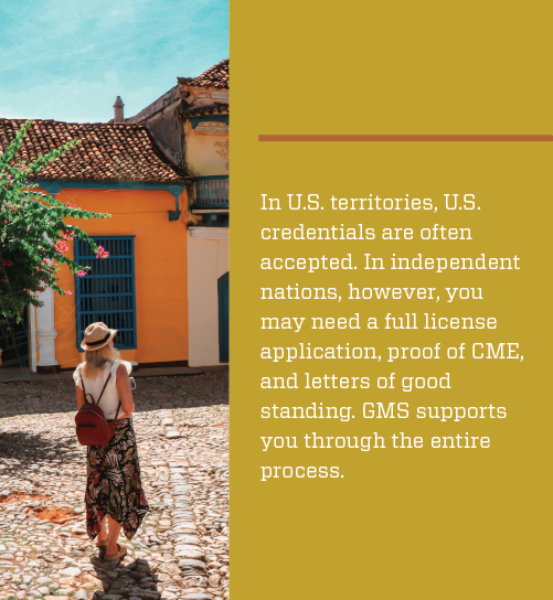 picture of tourist in the Caribbean with text explaining how credentialing in the Caribbean works