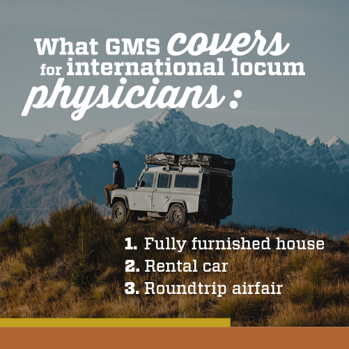 Infographic on what GMS covers for an international locums assignment
