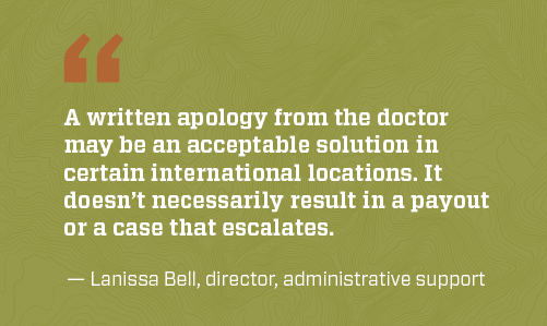 Lanissa Bell quote on medical malpractice claims in international locations