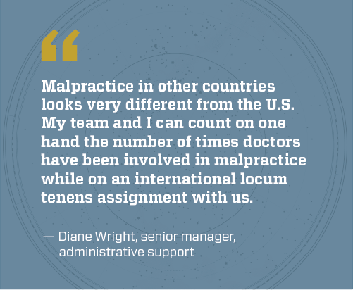 Diane Wright quote on medical malpractice in other countries