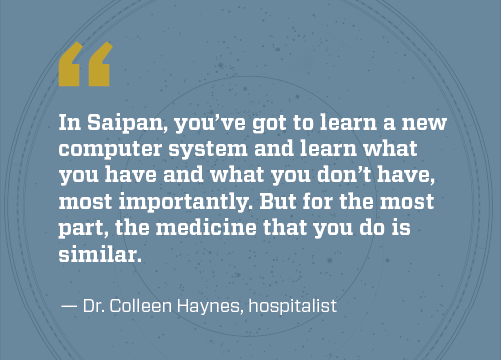 Quote by Dr Haynes about working locums in Saipan