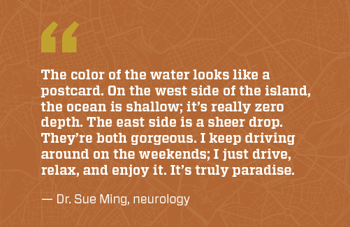 Dr Ming quote on living on the island, the ocean, and being able to explore and enjoy Guam