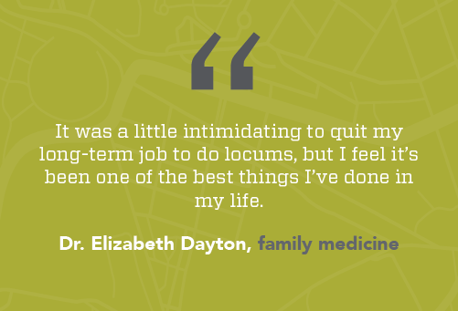 Quote from Dr. Elizabeth Dayton about choosing to work locums in New Zealand