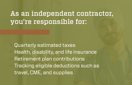 Graphic with list of things independent contractors are responsible for, like taxes