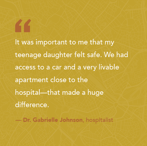 Dr Johnson quote about the importance of finding safe locums housing with her daughter